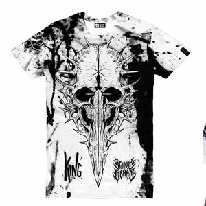 King Black and White Skull Graphic Tee